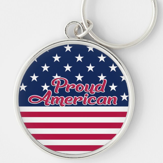 Proud American stars & stripes usa flag patriotic Keychain (Front)