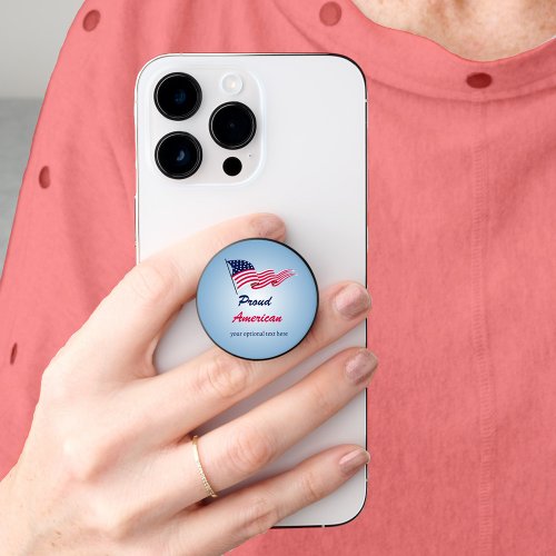 Proud American text with flag  PopSocket