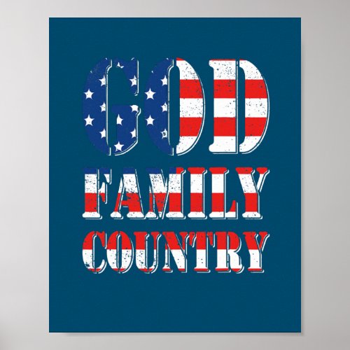 Proud American US Flag God Family Country Poster
