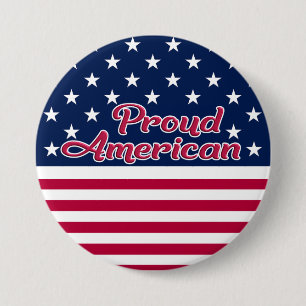 Proud American USA flag stars and stripes Button