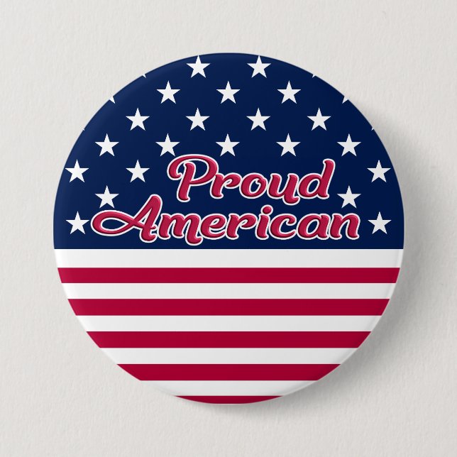 Proud American USA flag stars and stripes Button (Front)
