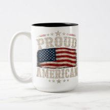 Proud American USA Flag Two-Tone Mug