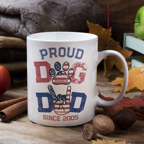 Proud American USA Pet Dog Dad Lover US Flag Coffee Mug