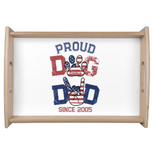 Proud American USA Pet Dog Dad Lover US Flag Serving Tray