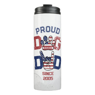 Proud American USA Pet Dog Dad Lover US Flag Thermal Tumbler