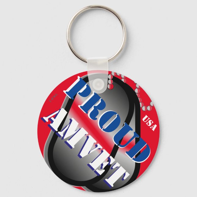 PROUD AMVET Dog Tags Keychain (Front)