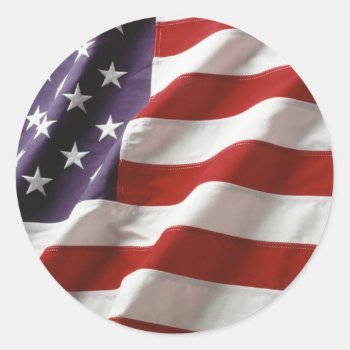 Proud And Patriotic Usa Flag Classic Round Sticker by KingdomArt at Zazzle
