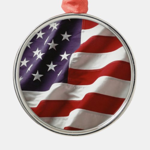 Proud and Patriotic USA Flag Metal Ornament