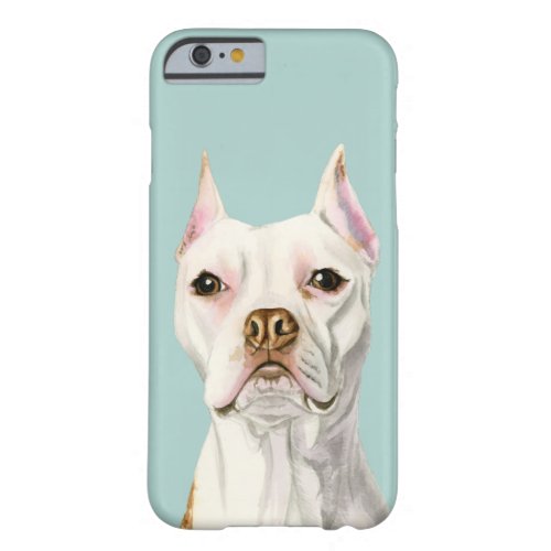 Proud and Tall White Pit Bull Dog Portrait Barely There iPhone 6 Case