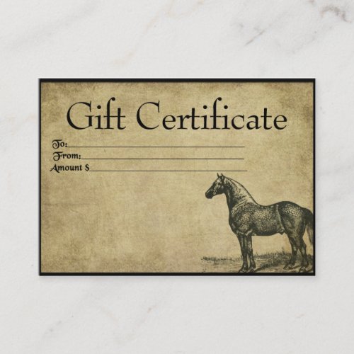 Proud And True_ Horses_ Prim Gift Certificate Card