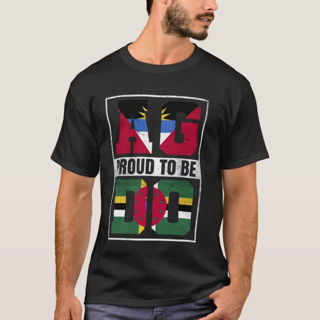 Proud Antiguan Dominica Mix Antigua and Dominica H T-Shirt (Front)