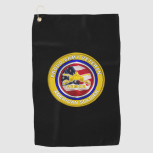 Proud Army Armor Veteran Golf Towel