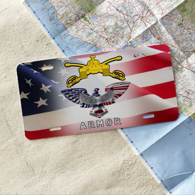 Proud Army Armor Veteran  License Plate (In Situ)