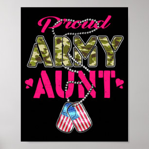 Proud Army Aunt Camo Flag Dog Tags Pride Military Poster