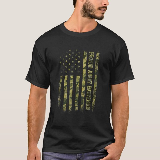 Proud Army Brother Shirt American Flag Camouflage  (Front)