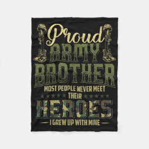 Proud Army Brother Shirt Patriotic Military Vetera Fleece Blanket
