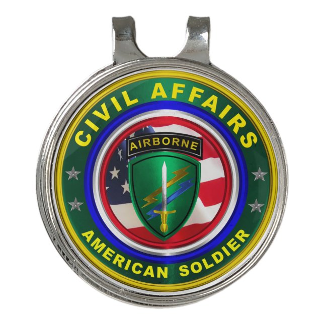 Proud Army Civil Affairs Veteran Golf Hat Clip (Front)