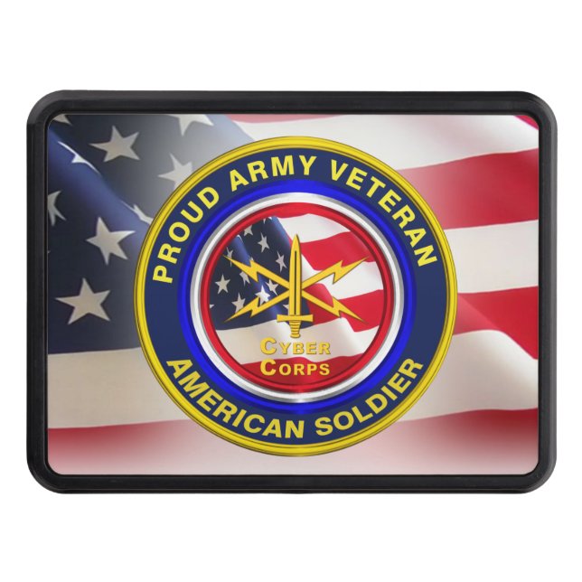 Proud Army Cyber Corps Veteran  Hitch Cover (Front)