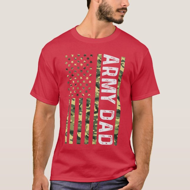 Proud Army Dad United States USA Flag for Fathers  T-Shirt (Front)