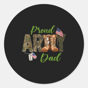 Proud Army Dad Us Flag Classic Round Sticker