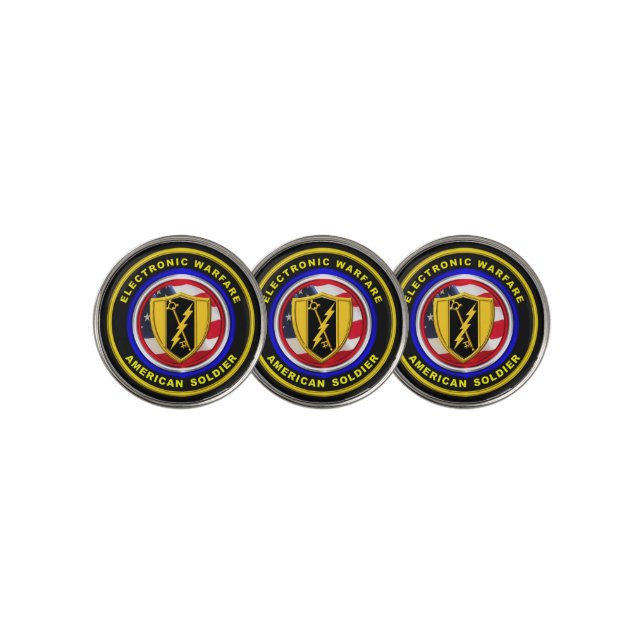 Proud Army Electronic Warfare Veteran Golf Ball Marker (3 Up)