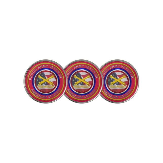 Proud Army Field Artillery Veteran Golf Ball Marker (3 Up)
