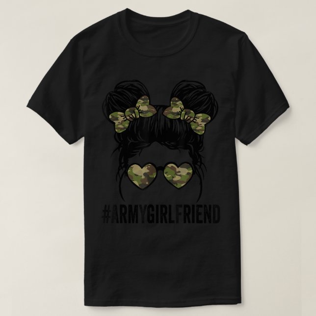 proud army girlfriend funny tee for army wives arm (Design Front)