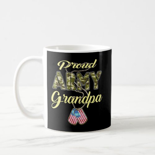 Proud Army Grandpa Us Flag Dog Tag Military Grandf Coffee Mug