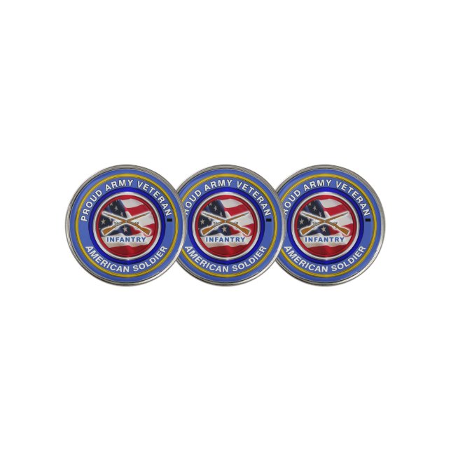 Proud Army Infantry Veteran Golf Ball Marker (3 Up)