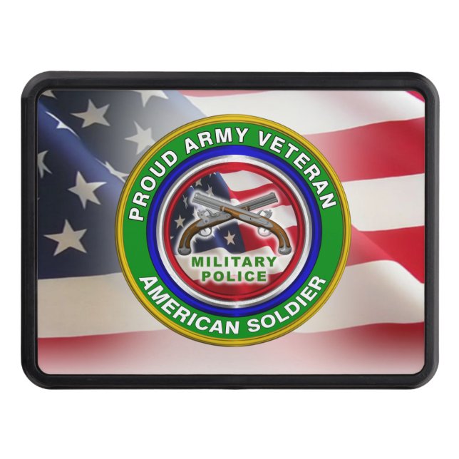 Proud Army Military Police Corps Veteran Hitch Cover (Front)