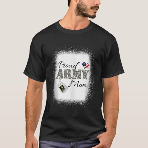 Proud Army Mom Camo Flag Dog Tags US Military Mom  T_Shirt