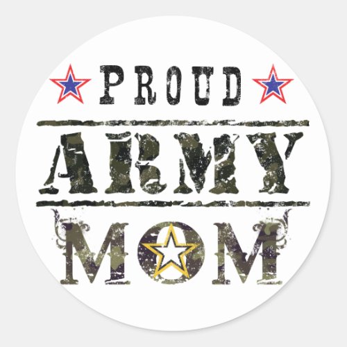 Proud Army Mom Classic Round Sticker