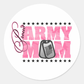 Proud Army Mom Pink Camo Classic Round Sticker