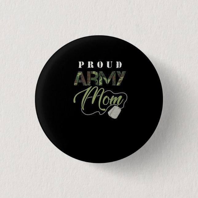 Proud Army Mom Shirt | Cute Military Mama T-shirt Button (Front)