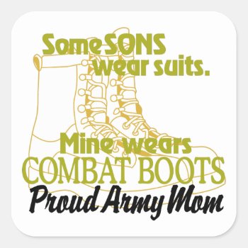 Proud Army Mom Square Sticker by Grandslam_Designs at Zazzle