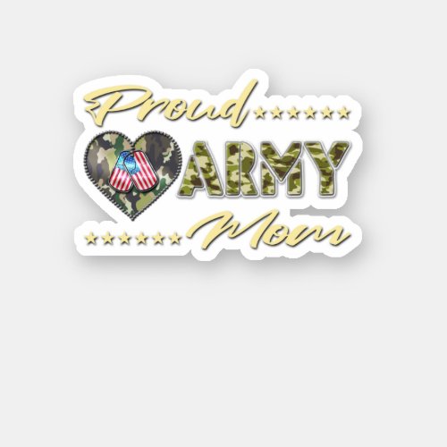 Proud Army Mom Us Flag Dog Tags Military Mother Fa Sticker