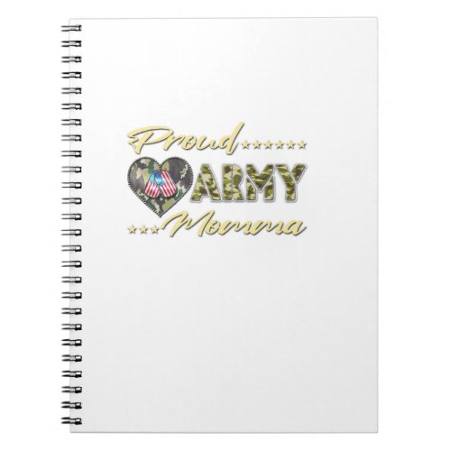 Proud Army Momma   Us Flag Dog Tags Military Mom F Notebook