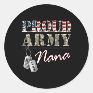 Proud Army Nana American Flag Veteran Military Classic Round Sticker