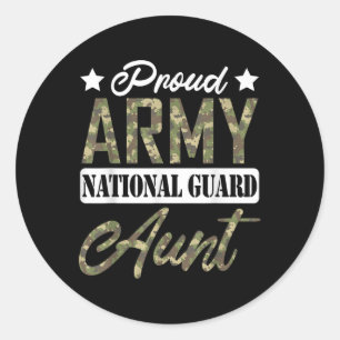 Proud Army National Guard Aunt Military Family Vet Classic Round Sticker