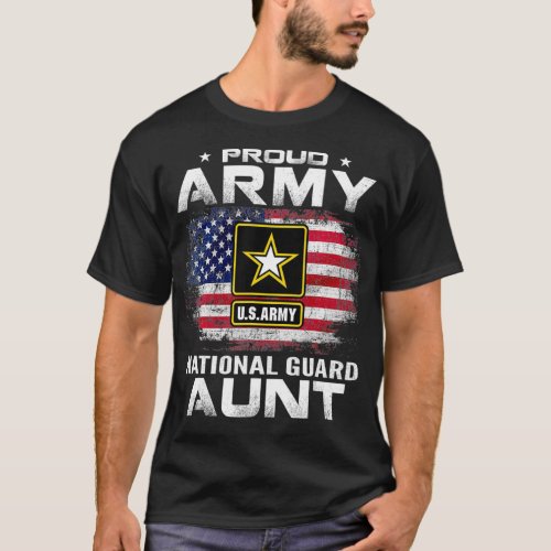 Proud Army National Guard Aunt With American Flag  T_Shirt