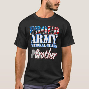 Proud Army National Guard Brother Dog Tag Flag Shi T-Shirt