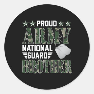 Proud Army National Guard Brother Military Family Classic Round Sticker
