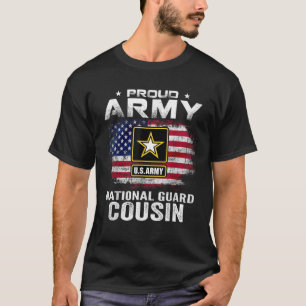 Proud Army National Guard Cousin With American Fla T-Shirt