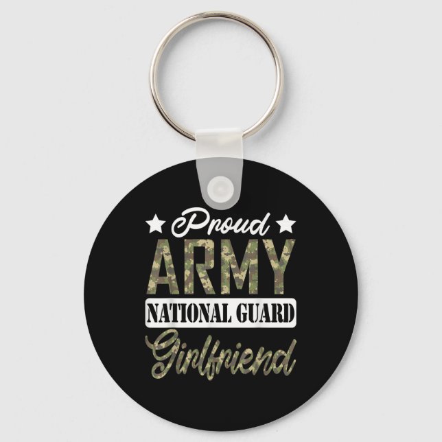 Proud Army National Guard Girlfriend Military Fami Keychain (Front)