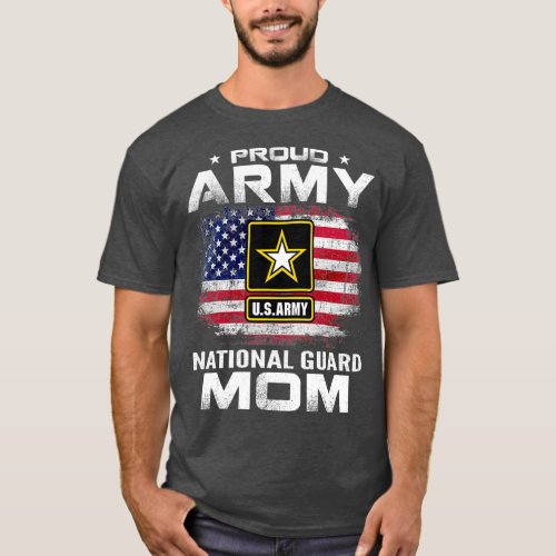 Proud Army National Guard Mom With American Flag T_Shirt