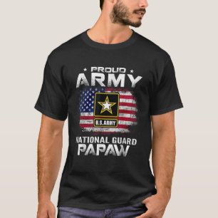 Proud Army National Guard Papaw With American Flag T-Shirt