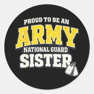 Proud army national guard sister military family P Classic Round Sticker