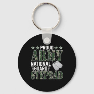 Proud Army National Guard Stepdad Military Family Keychain