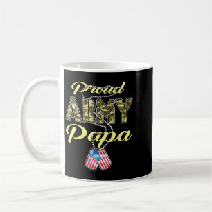 Proud Army Papa Flag Camo Dog Tags Pride Military Coffee Mug