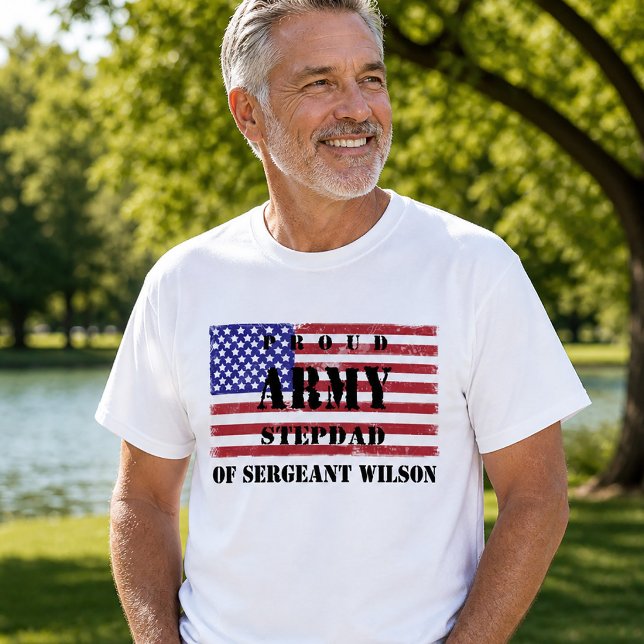 Proud Army Patriotic Stepdad Flag T-Shirt (Proud Army Patriotic Stepdad Flag T-Shirt )
